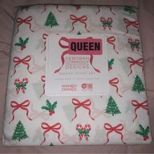 NEW Deborah Connolly Designs Coquette Christmas Tree Queen Sheet Set NWT